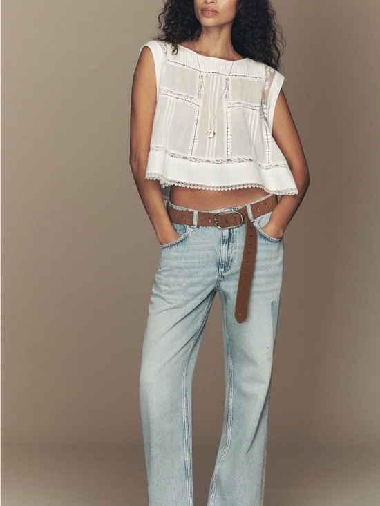 Pilcro Denim - Pilcro Light Blue Boyfriend Jeans with Brown Belt